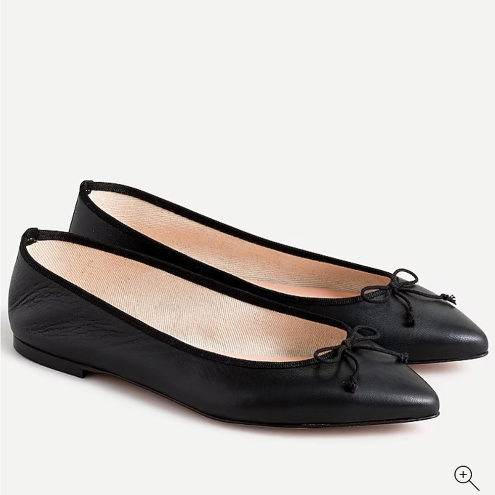 J. Crew Black Leather Gemma Ballet Flats